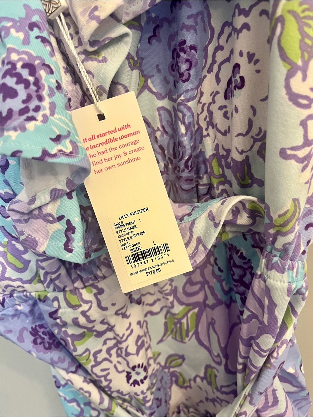 NWT Lilly Pulitzer Asher Dress Size Large Multi Let it Gogh Asymmetrical - Picture 5 of 8